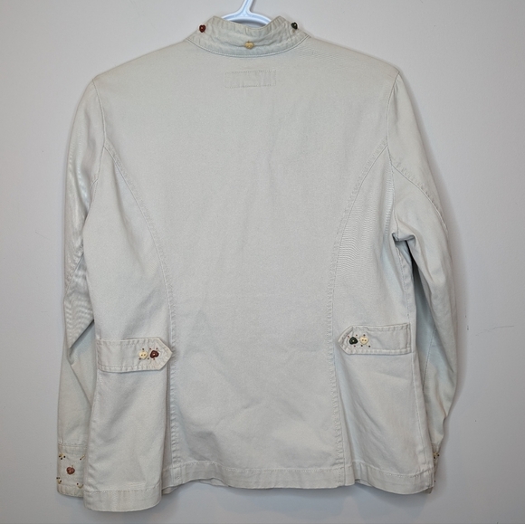 Vintage Jamaica Bay Heart Button Khaki Beige Button Down Jacket Top Women's PM - Picture 2 of 13
